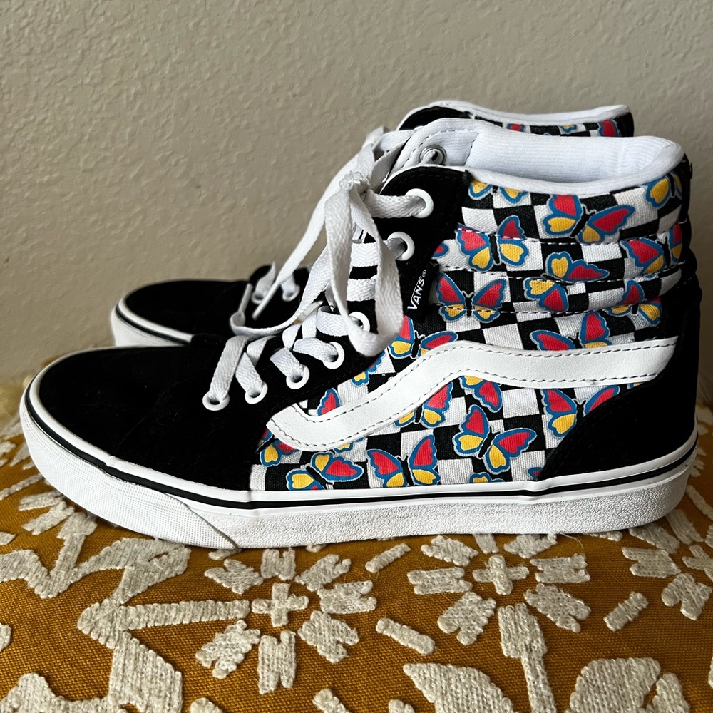 Vans Black and Red Sk8-Hi Sneakers